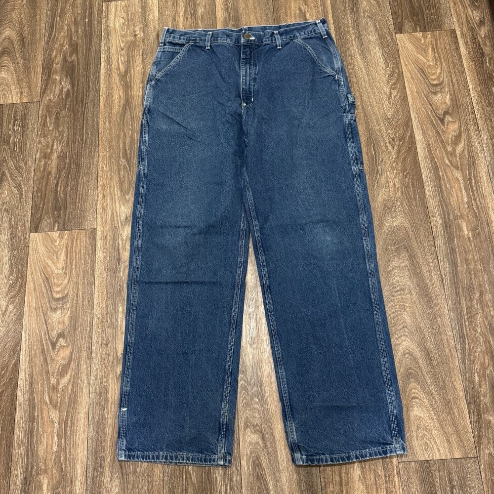 VTG Carhartt Jeans Men's 38x34 Medium Wash Dungaree Fit Workwear 00s Y2K B13DST